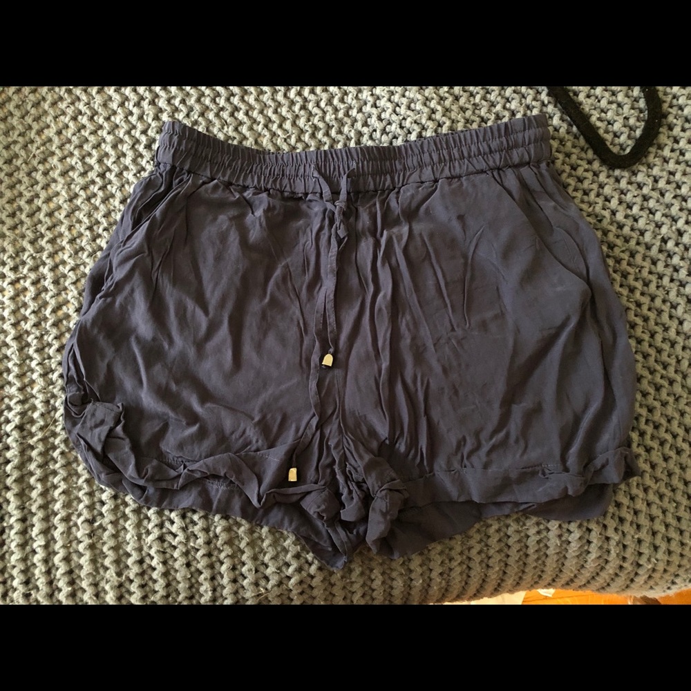 Navy Silk Shorts